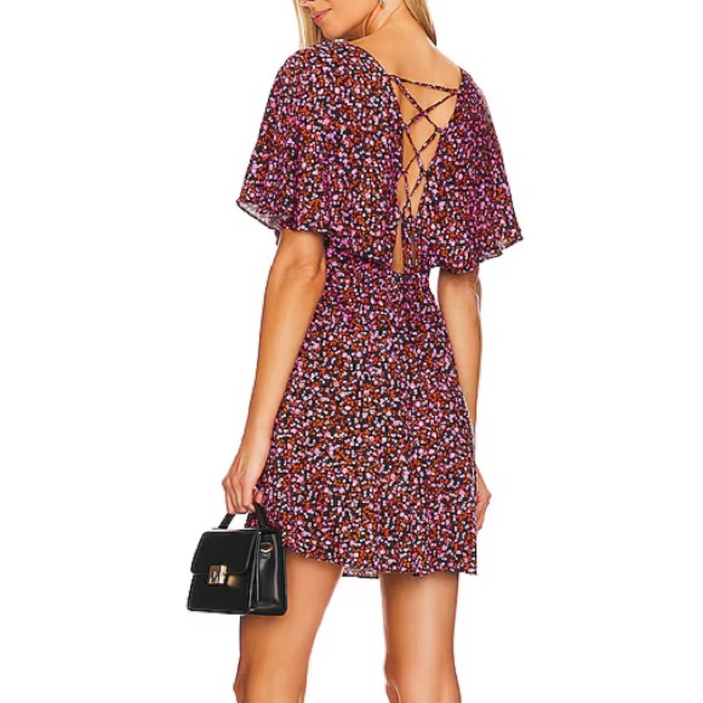 Free People Floral Mini Dress - Purple and Pink